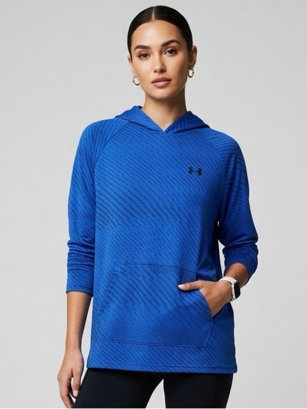 Under Armour HeatGear Blue Graphic Lightweight Hoodie Sweatshirt Medium M
